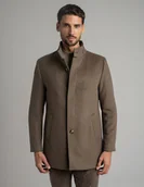 Płaszcze męskie - Męski płaszcz wełniany rivara beżowy - miniaturka - grafika 1