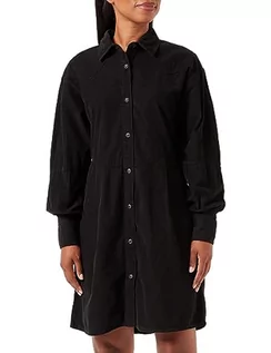 Sukienki - Wrangler Damska sukienka z długim rękawem, czarny, XL - grafika 1