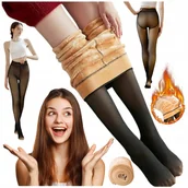 Rajstopy - RAJSTOPY DAMSKIE OCIEPLANE FUTERKIEM NA ZIMĘ CIEPŁE FUTERKO TERMICZNE - miniaturka - grafika 1