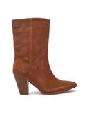 Botki damskie - Tommy Hilfiger Botki Mid Cowboy Heel Suede FW0FW08435 Brązowy - miniaturka - grafika 1