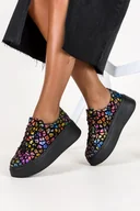 Sneakersy damskie - Wielokolorowe sneakersy skórzane damskie na platformie sznurowane PRODUKT POLSKI Casu DS-724-36 - miniaturka - grafika 1