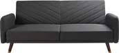 Sofy i kanapy - BELIANI Sofa rozkładana czarna len syntetyczny 3-osobowa z funkcją spania - miniaturka - grafika 1