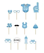 Gadżety na imprezę - Rekwizyty do zdjęć Baby Shower niebieskie dla chłopczyka, 12 szt. - miniaturka - grafika 1