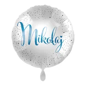 Balony i akcesoria - Balon imienny foliowy Mikołaj okrągły pakowany 43 cm - miniaturka - grafika 1