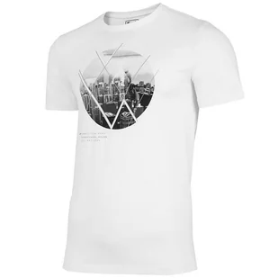 T-SHIRT MĘSKI 4F H4L21-TSM023 BIAŁY-M - Koszulki męskie - miniaturka - grafika 1