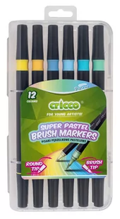 Cricco, Pisaki pastelowe, pędzelkowe dwustronne, 12 kol. kaseta - Kredki, ołówki, pastele i pisaki - miniaturka - grafika 1