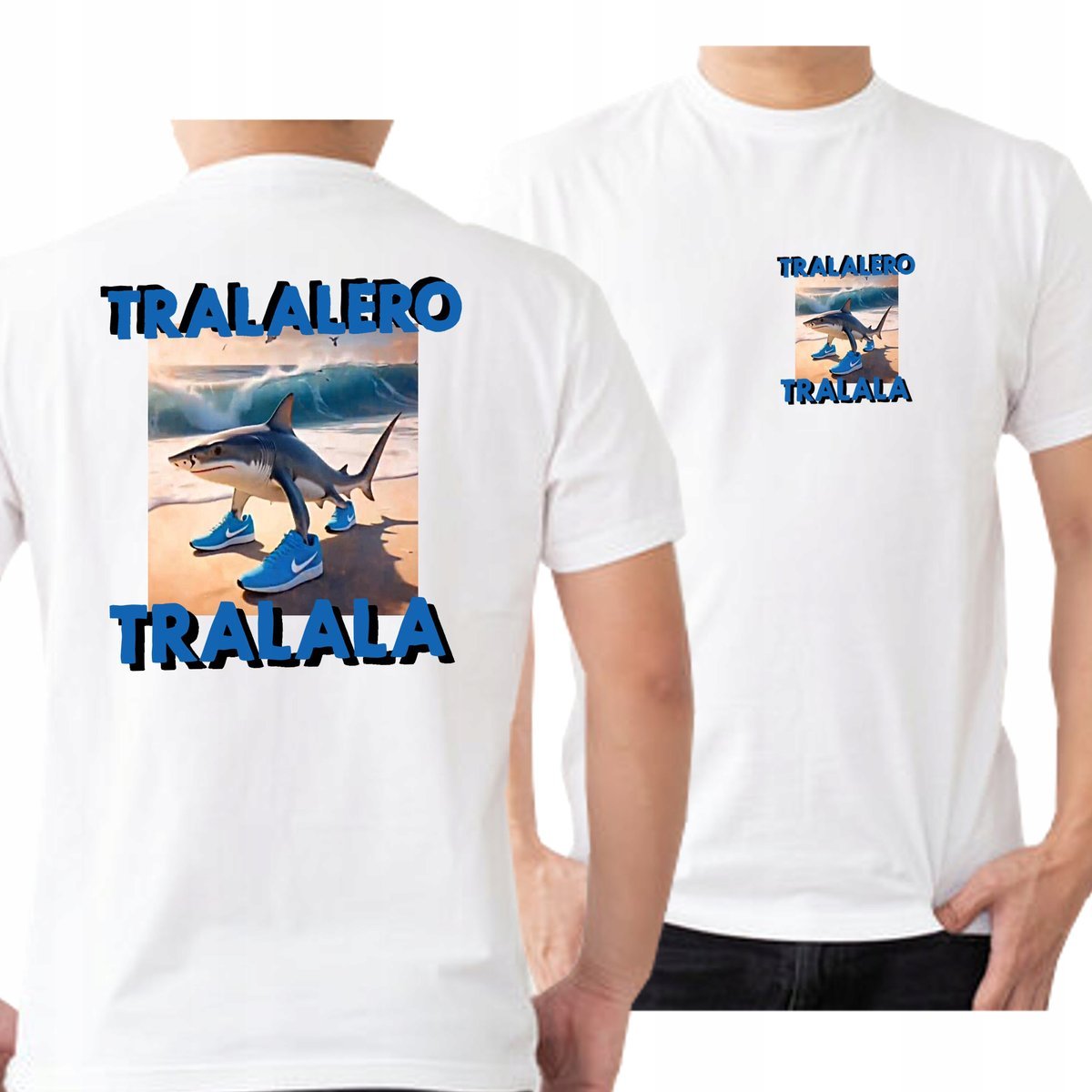 KOSZULKA MĘSKA MEMY ŚMIESZNA TRALALERO TRALALA NADRUK PRZÓD TYŁ M 3471