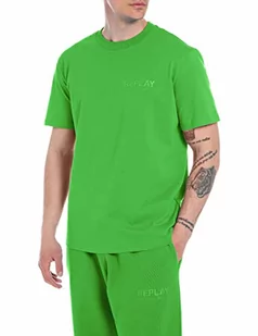 Replay Męski T-shirt z krótkim rękawem Second Life z bawełny organicznej, 630 Real Green, M - Koszulki męskie - miniaturka - grafika 1