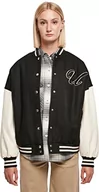 Kurtki damskie - Urban Classics Damska kurtka Oversized Big U College, czarny/palewhite, 5XL - miniaturka - grafika 1
