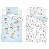 Pościel dla dzieci - Detexpol Pościel bawełniana dziecięca dwustronna Piłka Nożna niebieska 90x120 cm MAYAMOO wzór 5142 A - miniaturka - grafika 1