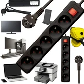 Listwy zasilające - Listwa zasilająca Bounn BOUNN listwa zasilajÄ ca antyprzepiÄciowa 5 gniazd 5 m czarna 16A - miniaturka - grafika 1