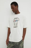 Koszulki męskie - Diesel t-shirt bawełniany T-BOXT-N12 męski kolor beżowy z nadrukiem A12914.0AKAK - miniaturka - grafika 1