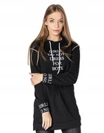 Bluzy damskie - Długa Bluza Damska Tunika Bawełniana 11850-4 r L - miniaturka - grafika 1