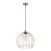 Lampy sufitowe - Britop Industrialna LAMPA wisząca COOP 18811920 metalowa OPRAWA druciany ZWIS kopuła złota czarna - miniaturka - grafika 1