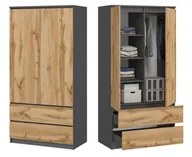 Szafy - SZAFA GARDEROBA MONIA ANTRACYT DĄB WOTAN SYPIALNIA - miniaturka - grafika 1