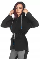 Bluzy damskie - Długa Bluza Tunika Damska Rozsuwana 65573 L czarna - miniaturka - grafika 1