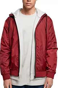 Build Your Brand Męska kurtka z kapturem, męska wiatrówka z zamkiem błyskawicznym, dostępna w wielu kolorach, rozmiary S - 5XL, Burgundy/Black, L - Kurtki męskie - miniaturka - grafika 1