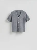 Swetry damskie - Reserved - Kardigan z dekoracyjnymi guzikami - szary - miniaturka - grafika 1