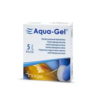 Apteczki i materiały opatrunkowe - Kikgel Opatrunek hydrożelowy AQUA-GEL okrągły o średnicy 6,5 cm, 5 szt. NN-MKI-AO06-001 - miniaturka - grafika 1
