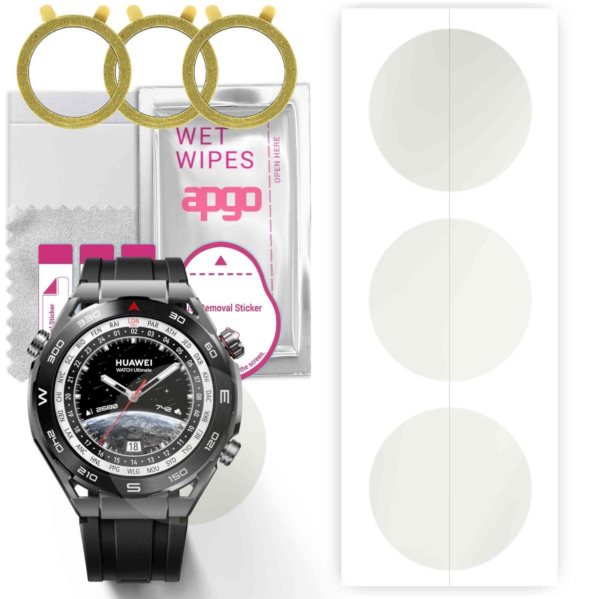 3x Folia hydrożelowa MATOWA do Huawei Watch Ultimate - apgo Smartwatch Hydrogel MATTE Protection Ochrona na ekran smartwatcha