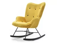 Fotele - SKANDYNAWSKI FOTEL Z PIKOWANIEM NA PŁOZACH SIBIL ŻÓŁTY NOGA CZARNA - miniaturka - grafika 1