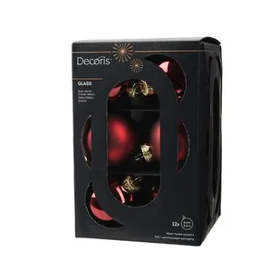 Bombki szklane mix bordo połysk/mat 6 cm 12 szt. - Bombki - miniaturka - grafika 1