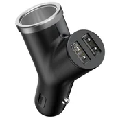 Ładowarki samochodowe - Baseus Y Type Car Charger ładowarka samochodowa 2x USB + gniazdo zapalniczki 3.4A czarny (CCALL-YX01) - miniaturka - grafika 1