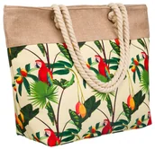 Torebki damskie - Wzorzysta torba plażowa shopper wzór morski, jasnożółty - miniaturka - grafika 1