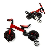 Rowerki biegowe - Rowerek biegowy czterokołowy koła pomocnicze i pedały składany 110 czerwony - miniaturka - grafika 1