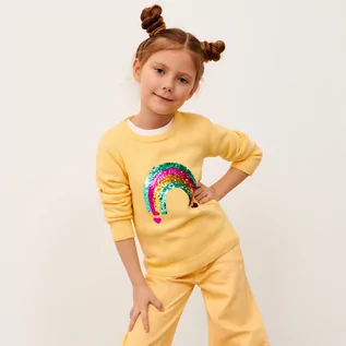 Swetry dla dziewczynek - Sinsay - Sweter z cekinami - Żółty - grafika 1