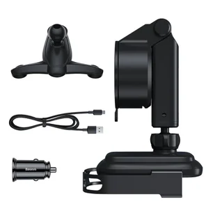 Baseus 5w1 elektrycznie zamykany uchwyt samochodowy bezprzewodowa ładowarka Qi 10 W + ładowarka samochodowa + 2 mocowania + kabel micro USB czarny (WXHW01-B01) - Ładowarki samochodowe - miniaturka - grafika 8