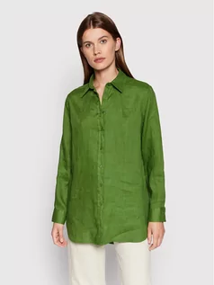 Koszule damskie - Benetton United Colors Of Koszula 5BMLDQ001 Zielony Oversize - grafika 1