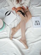 Skarpetki męskie - Zakolanówki bawełniane ażurowe warkocz ze wstążką-37-41 - miniaturka - grafika 1