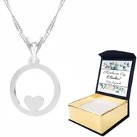 Naszyjniki - Naszyjnik srebrny 925 Koło Serce + WŁASNY NADRUK - miniaturka - grafika 1