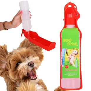 Butelka turystyczna na wodę dla psa i kota z poidełkiem 500 ml bidon czerwony - Shakery i bidony sportowe - miniaturka - grafika 1