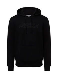 GUESS Męski sweter z kapturem Mężczyźni Materiał dresowy czarny jednolity, S - Swetry męskie - miniaturka - grafika 1