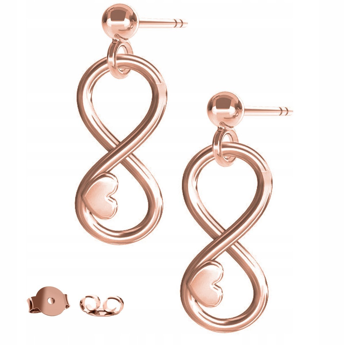 Kolczyki Nieskończoność różowe złoto 925