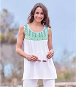 Bluzki damskie - Lejąca tunika bez rękawów Kobieta Atlas For Men - Kolor : Biały - Rozmiar : 44/46 - miniaturka - grafika 1