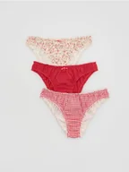 Majtki damskie - Reserved - Wzorzyste majtki figi 3 pack - czerwony - miniaturka - grafika 1