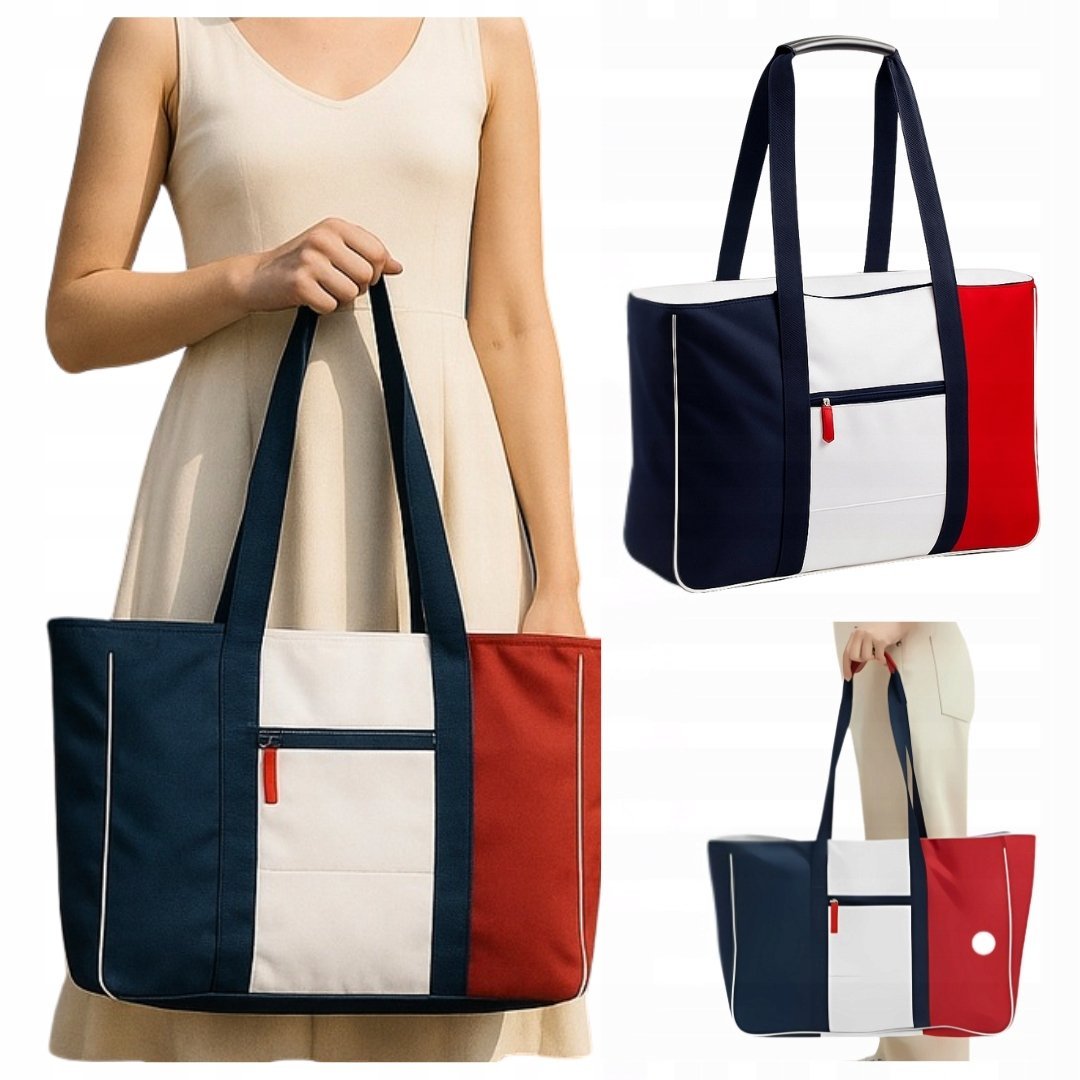 STYLOWA TORBA PLAŻOWA/MIEJSKA - 2 KOMORY DUŻA NA ZAKUPY - TORBY PLAŻOWE