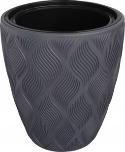 Doniczka Ryflowana Flow 3D + wkład 30 ANTRACYT-32H - Donice - miniaturka - grafika 1