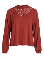 Bluzki damskie - Vila Damska bluzka Visuvita L/S Lace top/SU-NOOS, Fired Brick, 44, Fired Brick, 44 - miniaturka - grafika 1