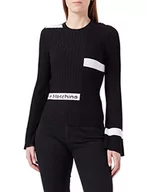 Koszulki i topy damskie - Love Moschino Damski top z wiskozy o dopasowanym kroju, czarny, rozmiar 48, czarny, 48 - miniaturka - grafika 1