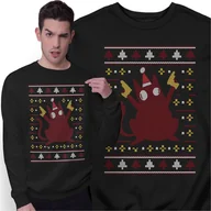 Swetry męskie - Świąteczna Bluza Prezent na Święta Pew Pew Kot Świąteczny Sweter z Kotem - miniaturka - grafika 1