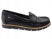 Mokasyny damskie - Mokasyny półbuty Nessi 76506 skóra licowa czarne r.37 - miniaturka - grafika 1