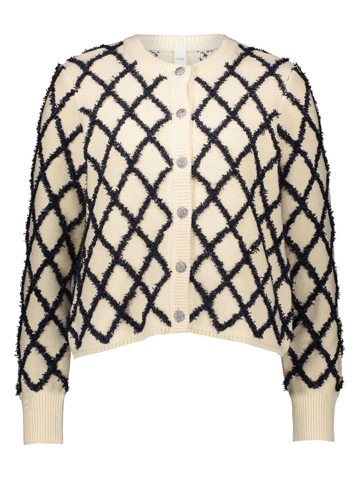 YAS Kardigan w kolorze kremowo-czarnym