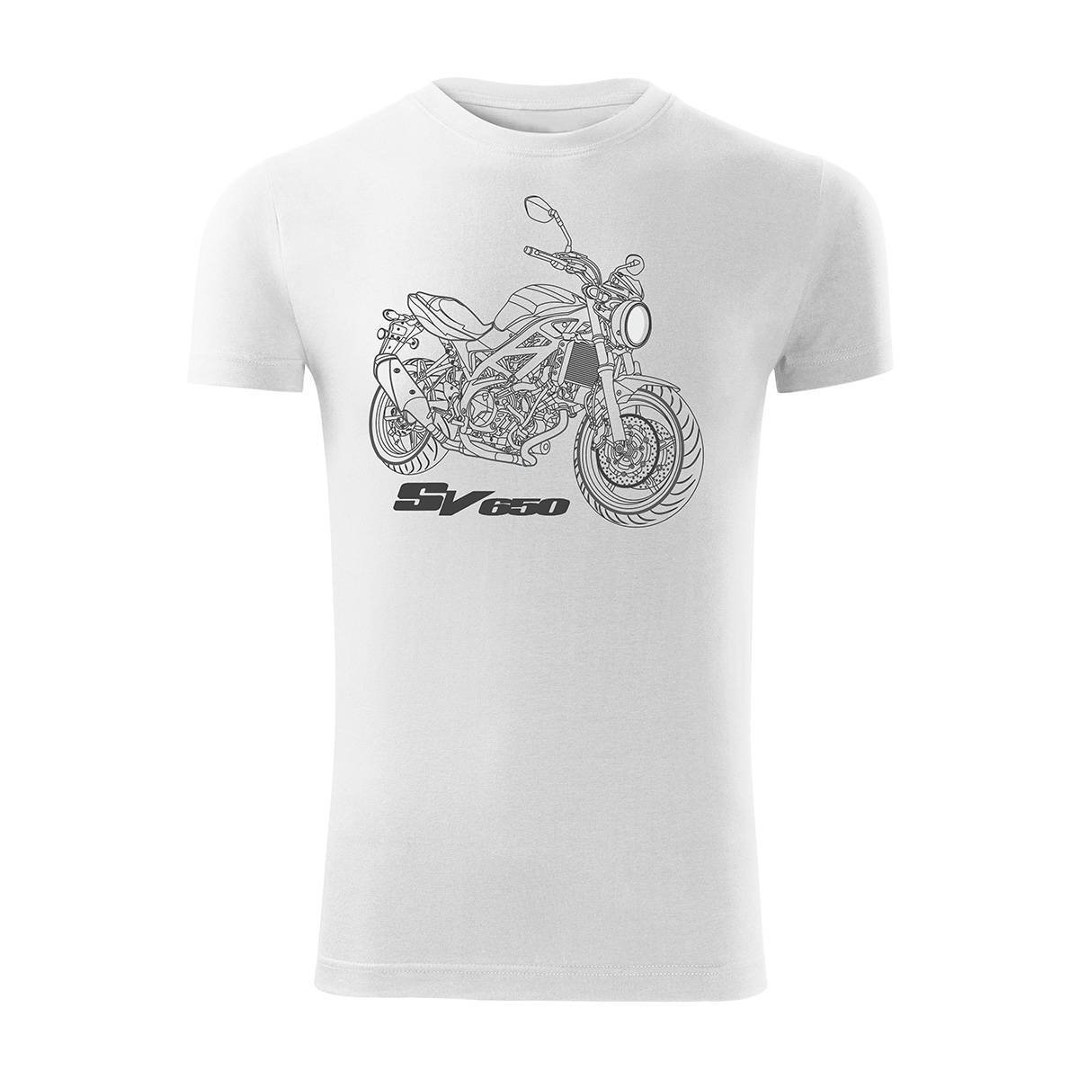 Koszulka męska TOPSLANG Suzuki SV 650, biała, rozmiar XL