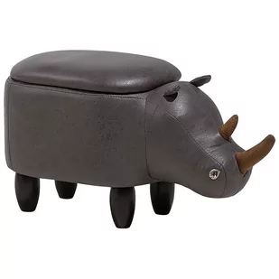 Beliani Hoker imitacja skóry ciemnoszary RHINO - Taborety i hokery - miniaturka - grafika 1