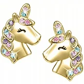 Biżuteria dla dzieci - ZŁOTE KOLCZYKI JEDNOROŻCE DLA DZIEWCZYNKI STAL CHIRURGICZNA 316L - miniaturka - grafika 1