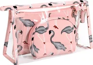 Kosmetyczki, organizery i kuferki - eCarla Kosmetyczka damska 3w1 Flamingi - różowa 1szt - miniaturka - grafika 1